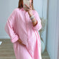 robe-chemise-de-grossesse-en-coton-à-rayures-rose